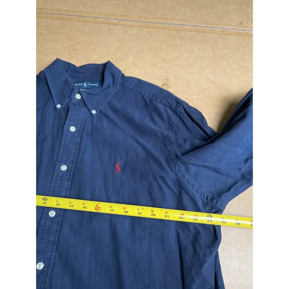 Ralph Lauren Shirt Mens XL Navy Blue Classic Fit Button Up Long Sleeve Pony USA